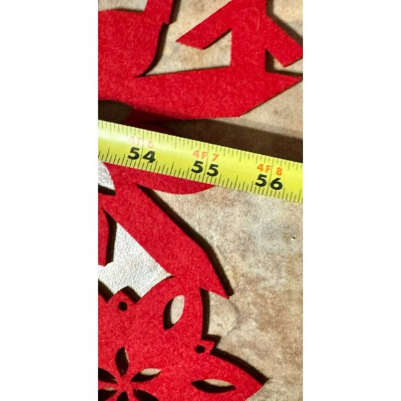 Red Felt Christmas Snowflake Table Runner 56" x 13" - Picture 5 of 6